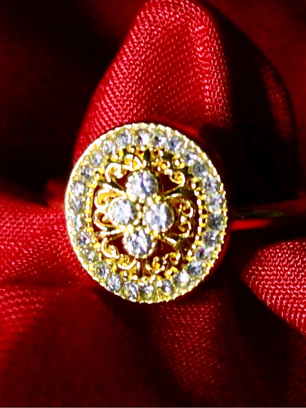 Gold-Tone Crystal Oval Round Ring - Women Jewelry